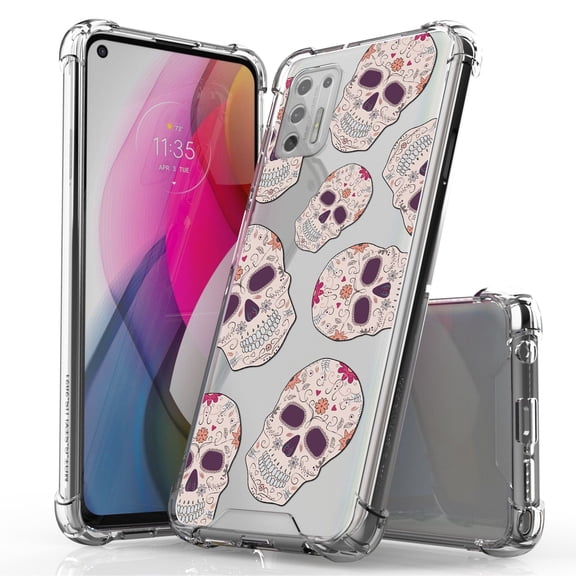 ANJ  Hybrid Slim Hard Back Cover Case Flexible Bumper for Motorola Moto G Stylus 2021 - Sugar Skulls