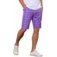 thumbnail image 5 of INSPIRE CHIC Men's Shorts Plaid Golf Color Block Flat Front Formal Check Shorts 30 Purple, 5 of 5
