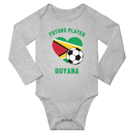 

Future Guyana Soccer Player Baby Long Slevve Rompers Bodysuit (Gray 3-6 Months)
