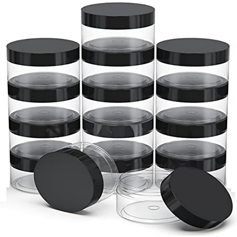 RW Base 8 oz Round Clear Plastic Candy and Snack Jar - with Black Aluminum  Lid - 3 x 3 x 3 - 100 count box