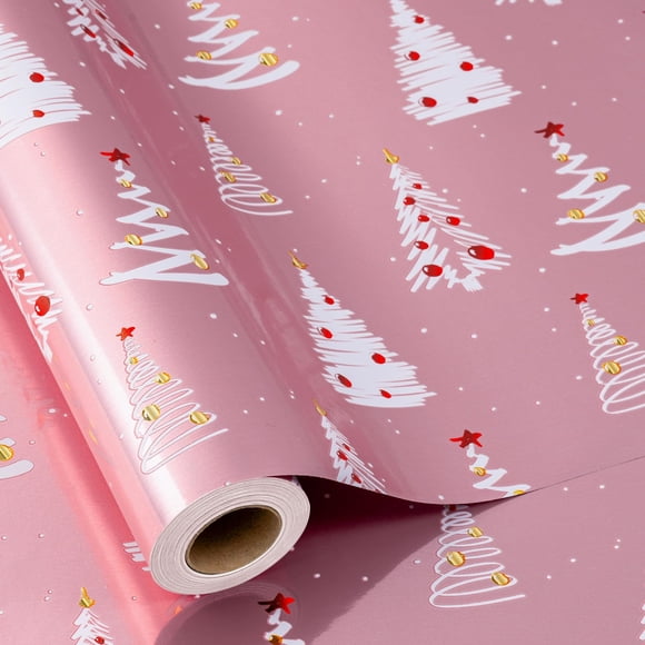 Rollo de papel para envolver el árbol de Navidad rosa de Burymento, 43 x 10 m