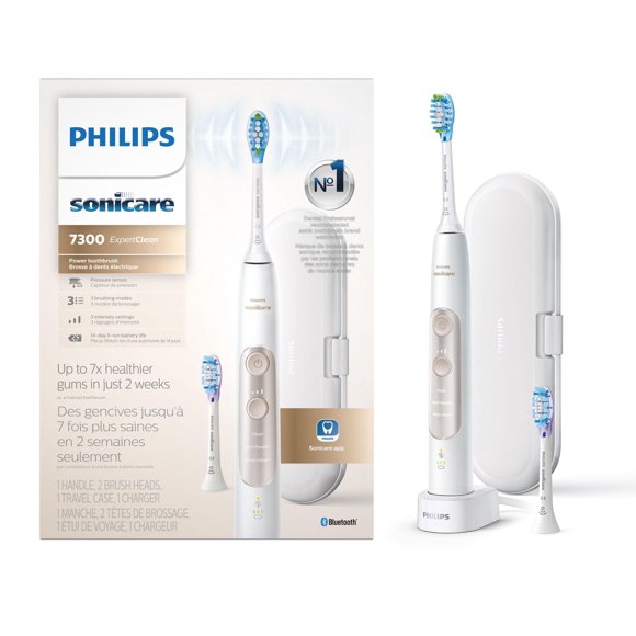 Philips Sonicare ExpertClean 7300, Rechargeable electric toothbrush, White with gold HX9610