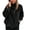 Black, variant on Women's Fuzzy Hoodie, Quarter Zip Pullover Sweatshirt with Kangaroo Pocket, Long Sleeves and Relaxed Fit
