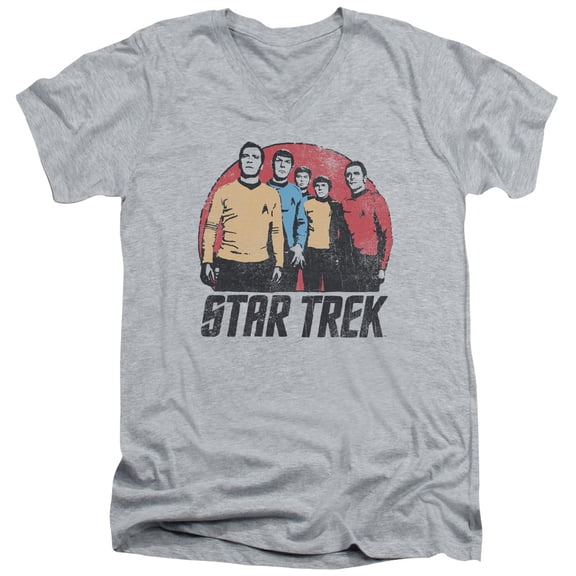 Star Trek Landing Party Adult V-Neck 30/1 T-Shirt Athletic Heather