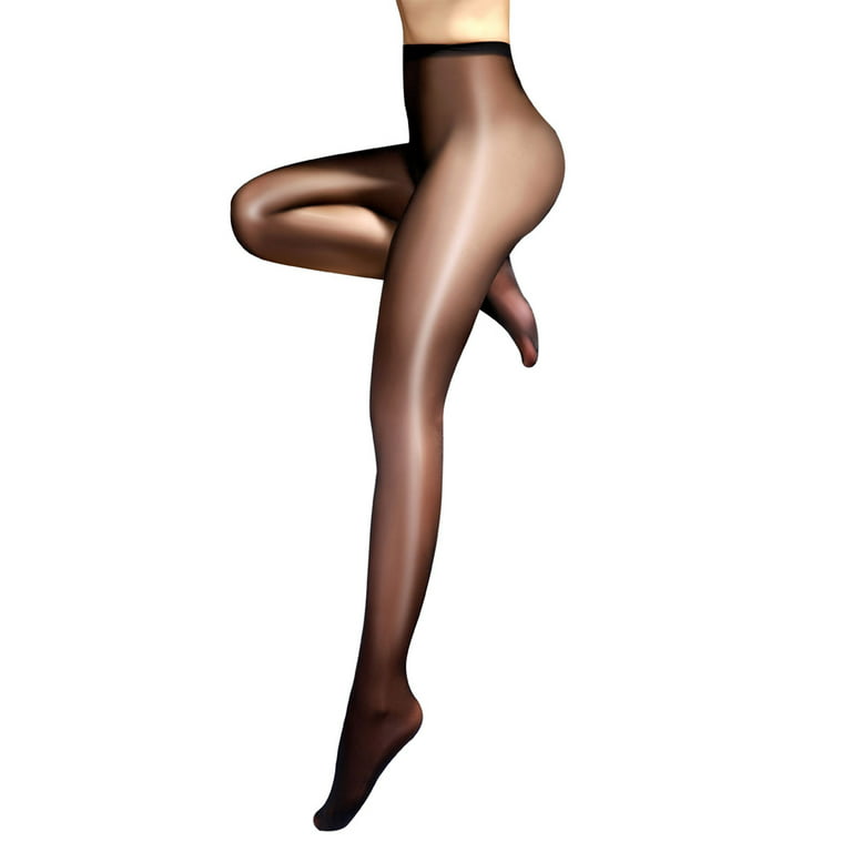 Women's Shiny Sheer Footed Tights Silk Stockings Shimmery High Waist  Pantyhose 