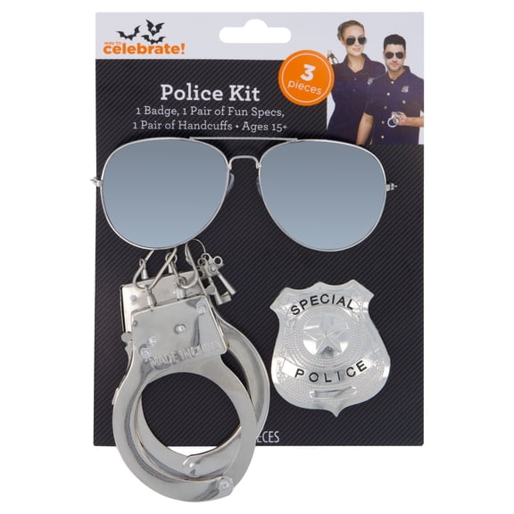 Police Costume Accessory Kit for Adults, Multicolor, 3 Pieces, Halloween by Way To Celebrate