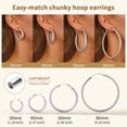 thumbnail image 3 of FindChic Hoop Earrings for Women Stainless Steel Rhombic Pattern Hoops Silver Hollow Tube Loop Earrings Birthday Christmas Jewelry Gifts Her Mom Wife Adults Ideas, 30mm, 3 of 9