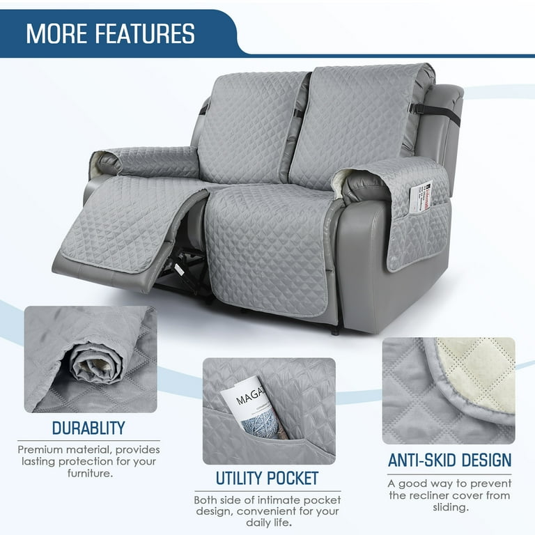 Waterproof Recliner Couch Covers, Sofa Covers 1-Piece Washable Reclining Sofa  Cover Non-Slip Furniture Protector with Elastic Straps Pocket for Dogs,  Pets(Neutral Gray,3 Seater), Price $70. For USA. Interested DM me for  Details 