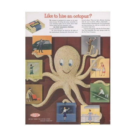 Retro Magazine Advertisement - Advertisement for Dupont Cellulose Sponges, Page from 'The Du Pont Magazine', 1953 Print Wall Art