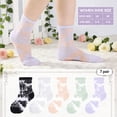 thumbnail image 3 of Bocaoying 7 Pairs Women's Sheer Ankle Socks, Fancy Nylon Mesh Socks with Reinforced Heel Toe, Black/White/Purple, US Size 5-9, 3 of 8