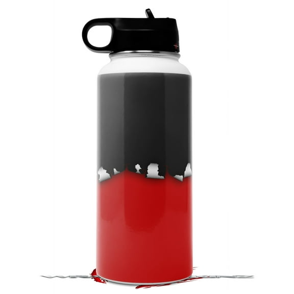 Skin Wrap Decal compatible with Hydro Flask Wide Mouth Bottle 32oz Ripped Colors Black Red (BOTTLE NOT INCLUDED)