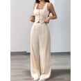 thumbnail image 6 of Women'S 2 Piece Outfits Button Down Sleeveless Sets Crop Blazer Vest and Wide Leg Pants Set Apricot Color S, 6 of 9