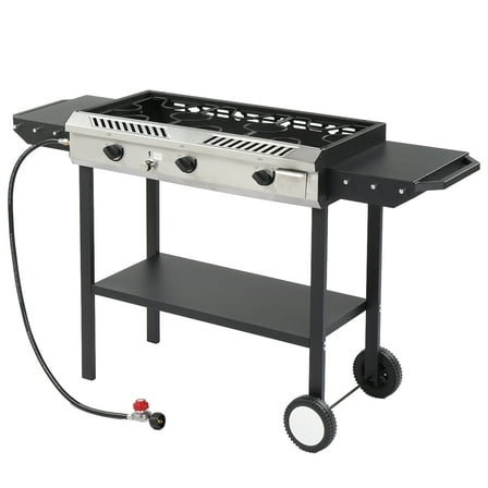 Ktaxon 3 Burner Propane Stove Gas Cooker with Auto Ignition,Side Shelf,225,000 BTU for Outdoor Cooking