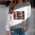 thumbnail image 1 of Femmes Automne Tops Femmes Noël Imprimé Col Rond Pull à Manches Longues Gris XL, 1 of 4