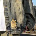 thumbnail image 4 of Frnrwgo Men's Denim Jacket Loose Fit Button Front Ripped Multi-Pocket Casual Streetwear Outerwear, 4 of 5