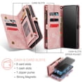 thumbnail image 4 of CaseMe Leather Case for Samsung Galaxy A32 5G,2 in 1 Detachable Wallet Case with 8-Card Holder Zipper Bills Slot,Magnetic Shockproof Flip Leather Cover Zipper Pocket Phone Cases,Pink, 4 of 8