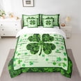 thumbnail image 2 of Manfei St.Patrick Day 7 Pieces Bedding Comforter Set,Four Leaf Clover Full Bedding Set,Lucky Green Flower Fitted Sheet Flat Sheet For Girls Kids,Microfiber Bedroom Decor Reversible, 2 of 8