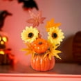 thumbnail image 4 of Fall Decor Halloween Thanksgiving Fall Decorations for Home Artificial Orange Flowers Fake Realistic Pumpkin Floral Arrangement with Orange Sunflowers & Autumn Leaves Maple Leaf Harvest Decor, 4 of 7