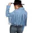 thumbnail image 4 of Women's Casual Jackets Women's Fashion Fringe Suede Leather Tassel Motorcycle Cropped Coats for Everyday Wear, 4 of 9