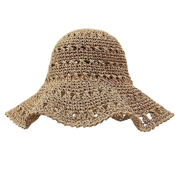 pink Circunferencia del sombrero 56-58 cm Sombrero de paja Mujer Playa Ala grande Plegable Excursión junto al mar Vacaciones Protector solar Sombrero para el sol