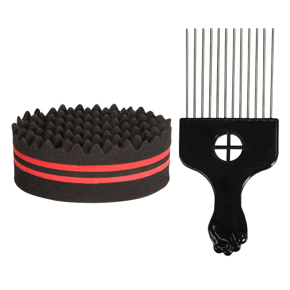 Hair Brush Sponge with Big Holes Metal Hair Pick Comb Doublesided