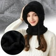 thumbnail image 4 of 3 in 1 Beanie Hat for Women – Cold Resistant Knit Hooded Scarf & Neck Warmer, Thick Plush-Lined Winter Hat, 4 of 8