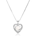 thumbnail image 1 of Collar con colgante de corazón abierto de plata de ley 925 para mujer, ópalo creado y zafiro blanco, 18 pulgadas, 1 of 2
