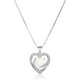 thumbnail image 1 of Collar con colgante de corazón abierto de plata de ley 925 para mujer, ópalo creado y zafiro blanco, 18 pulgadas, 1 of 2