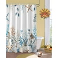 thumbnail image 2 of Coastal Shower Curtain Set ，Waterproof Fabric Shower Curtains Thanksgiving Pumpkin Starfish Coral White Shower Curtains for Bathroom,Bathroom Decor 72"x78", 2 of 7