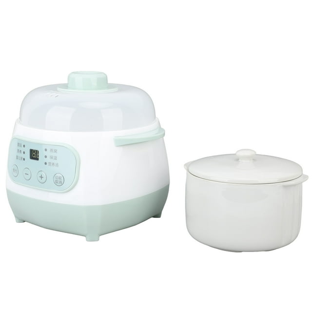 200W 1L Electric Ceramic Slow Cooker with Timer Stewing Pot for Birds Soup Portable Home Use
