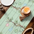 thumbnail image 3 of Easter Table Runner 48 Inches, Spring Watercolor Bunny Eggs Wooden Grain Green Bed Runner Dresser Scarves Tabletop for Indoor Outdoor Parties/Ceremony/Banquet, 13" x 48", 3 of 8
