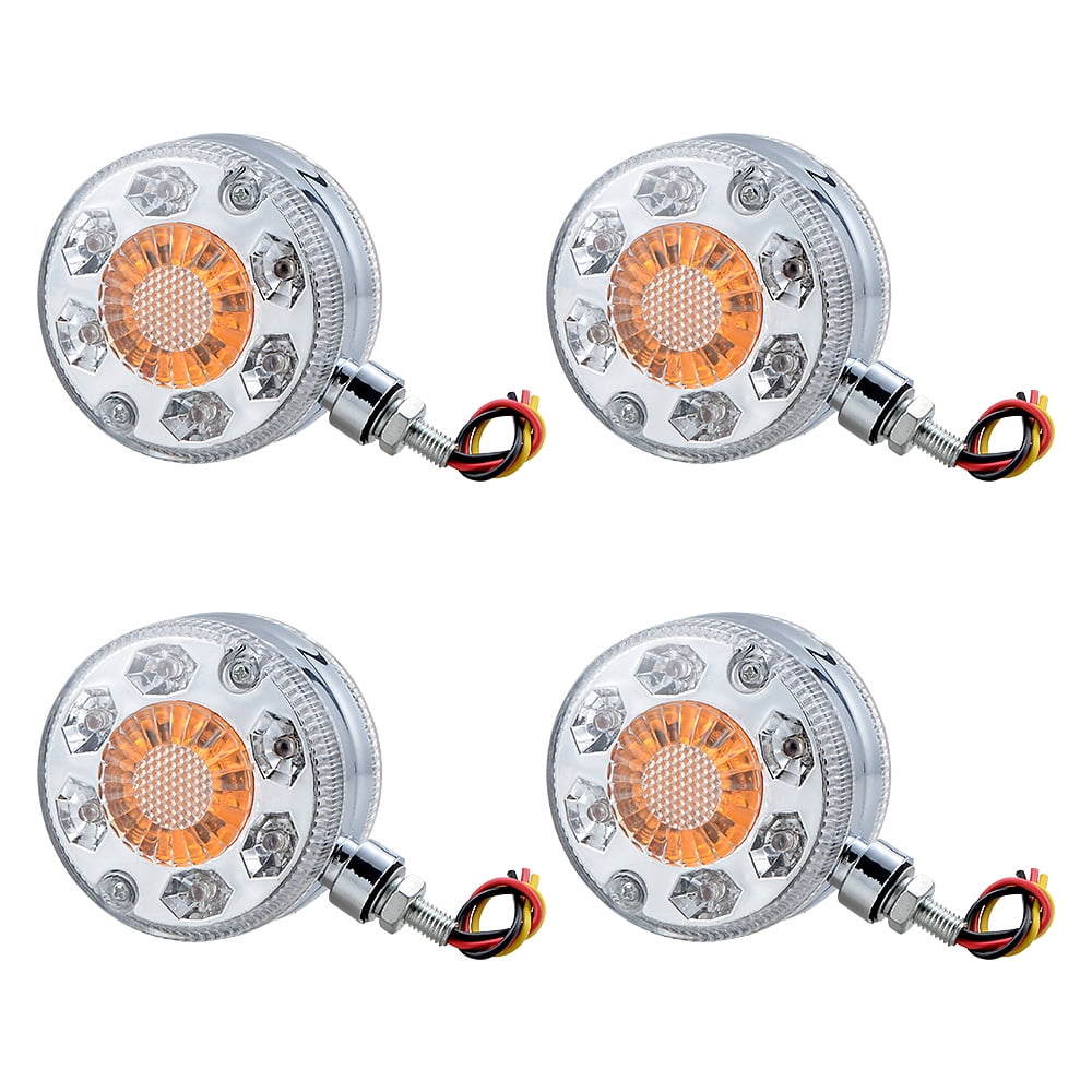 4x4" Double Face Red/Amber 24LED Turn Signal Tail Stop Pedestal Light Stud Mount 