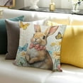 thumbnail image 3 of SHERONV Spring Easter Pillow Covers  Cute Bunny Throw Pillow Covers Lovely Rabbit Poppy Flowers Pillowcase Floral Butterfly Cushion Case for Sofa Outdoor Patio 20x20in, 3 of 5