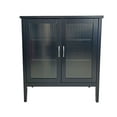 thumbnail image 5 of Kings Brand Furniture Simple 2 Door Wood/Glass Accent Cabinet, Black, 5 of 8