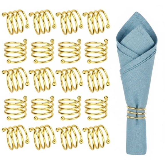 20-Piece Metal Napkin Rings, Gold & Silver Table Decor for Weddings, Thanksgiving & Christmas