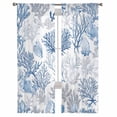 thumbnail image 2 of Sheer Curtains 84 Inches Long, Blue Grey Abstract Flower Plant Fish Light Filtering Window Curtains for Living Room, Ocean Coastal Coral Rod Pocket Voile Sheer Curtain Drapes, 52"W x 84"L, 2 Panels, 2 of 9