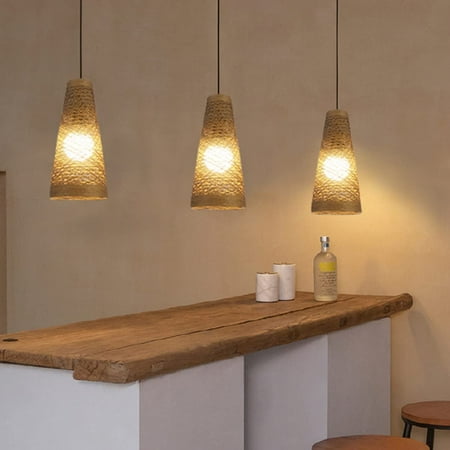 

Miumaeov Woven Bamboo Pendant Light Fixture Set of 3 Handmade Brown Weaving Pendant Lighting Farmhouse Mini Hanging Lamp for Kitchen Dining Room Bedroom