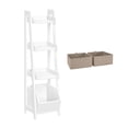 thumbnail image 3 of RiverRidge Kids 13in 4-Tier Ladder Shelf Toy Organizer, Book Storage, and 2 Taupe Bins, 3 of 6