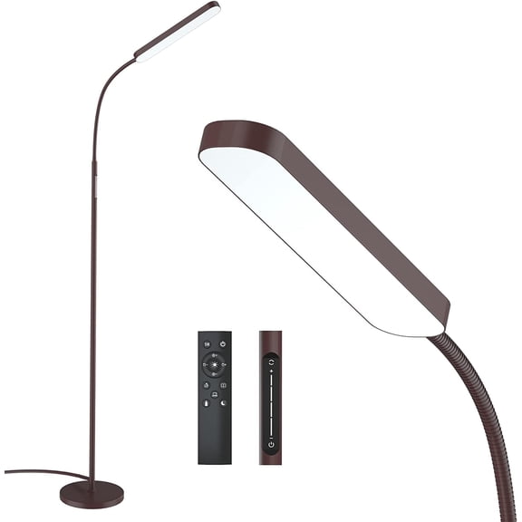 Floor Lamp, 15w/1000lm Bright LED Floor Lamp with Stepless Adjustable 3000K-6000K Colors and Dimmer, Remote and Touch Control Reading Lamp, Adjustable Gooseneck Floor Lamp for Living Room