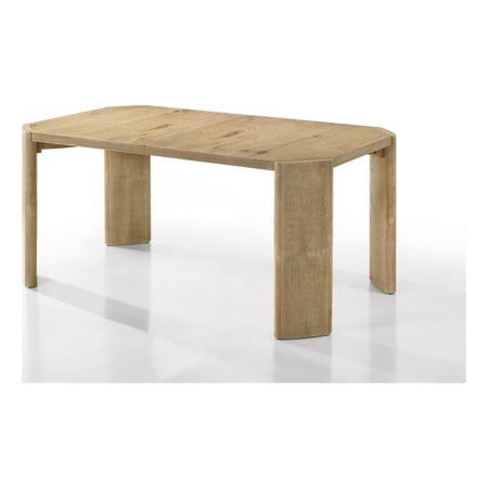 Pemberly Row Oak Finish Wood 84 Extendable Rectangular Dining Table