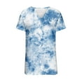 thumbnail image 4 of Jewelreauty Women's Casual V Neck Shirts Summer Short Sleeve Tie-Dye Tunic Tops 2025 Loose Tee Blouses (M, Blue), 4 of 5