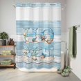thumbnail image 6 of No Hook Shower Curtain with Built-in Rings - Coastal Washable Waterproof Fabric Bathroom Curtains for Hotel,Rentals, Stall 48 X 72 Inch , Vintage Beach Starfish Shell Aqua Baby Blue, 6 of 9