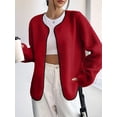 thumbnail image 6 of Womens Fleece Jacket Fall Winter Warm Long Sleeve Casual Loose Fit Comfy Fashion Outwear Cardigan Coat Brick Red XL, 6 of 8