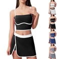 thumbnail image 1 of Sentmoon Ensemble Détente Deux Pièces pour Femmes Robe Maxi Bohème à Bretelles Spaghetti à Blocs de Couleur Robes d'Été pour Femmes Col en V Sans Manches Coupe Ample Robes Hawaïennes pour Femmes Voyage S, 1 of 9