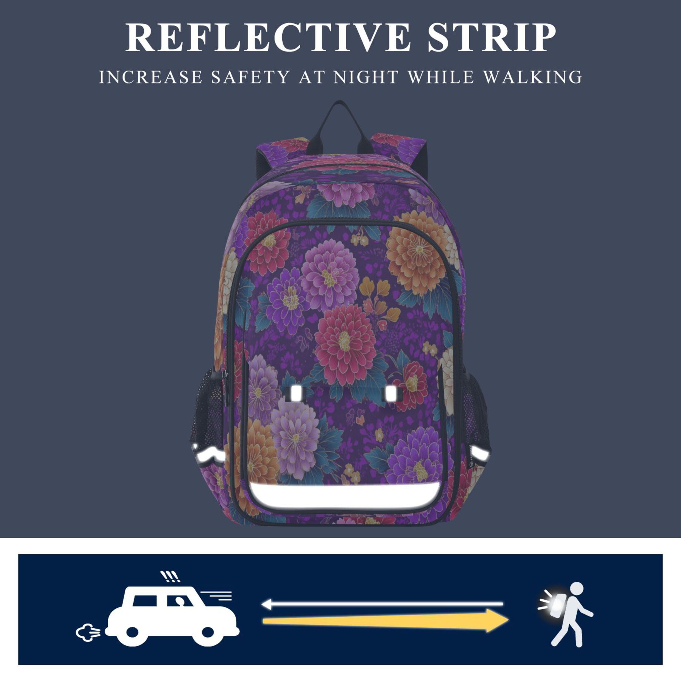Backpack 12.9 *5.1 * 17.7 Inches Outing Backpack, Shopping Backpack, Travel Backpack Japanese Flowers