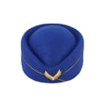 thumbnail image 1 of Sombrero de azafata de aire para mujer Sombrero de asistente de vuelo de lana Gorra de azafata para disfraz Cosplay Interpretación musical - Talla M (azul real) HOMEMAXS MX2430657, 1 of 3