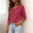 thumbnail image 6 of SOOMLON Blouses for Women Business Casual Plus Size Cowl Neck Long Sleeve Pullover Fashion Solid Shirts Fall Fall Tops, 6 of 7