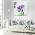 thumbnail image 3 of Designart Blue Rose Flowers with Green Leaves - Floral Throw Pillow - 16x16, 3 of 5