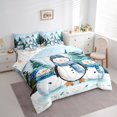 thumbnail image 3 of Manfei Kawaii Penguin Snowman 7-Piece Bedding Comforter Set,Wild Animal King Bedding Sets,Blue White Bed Sheets For Teens,Ultra Soft Home Decor Reversible, 3 of 8