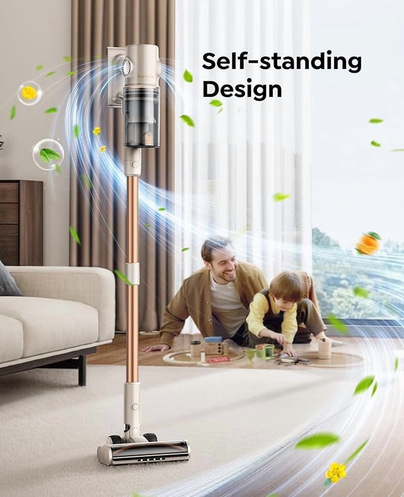 Cordless Stick Vacuum Cleaner, 50kPa, up to 80 minutes runtime, self-standing, touch screen, anti-tangle,for Carpet,Hard Floor, Pet Hair